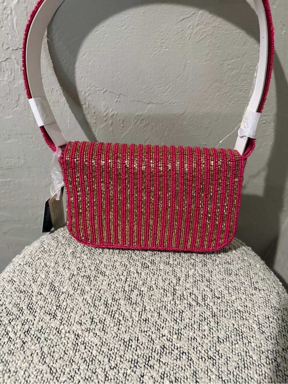 Pink Beaded Cocktail Embellished Shoulder Bag - Picture 2 of 3
